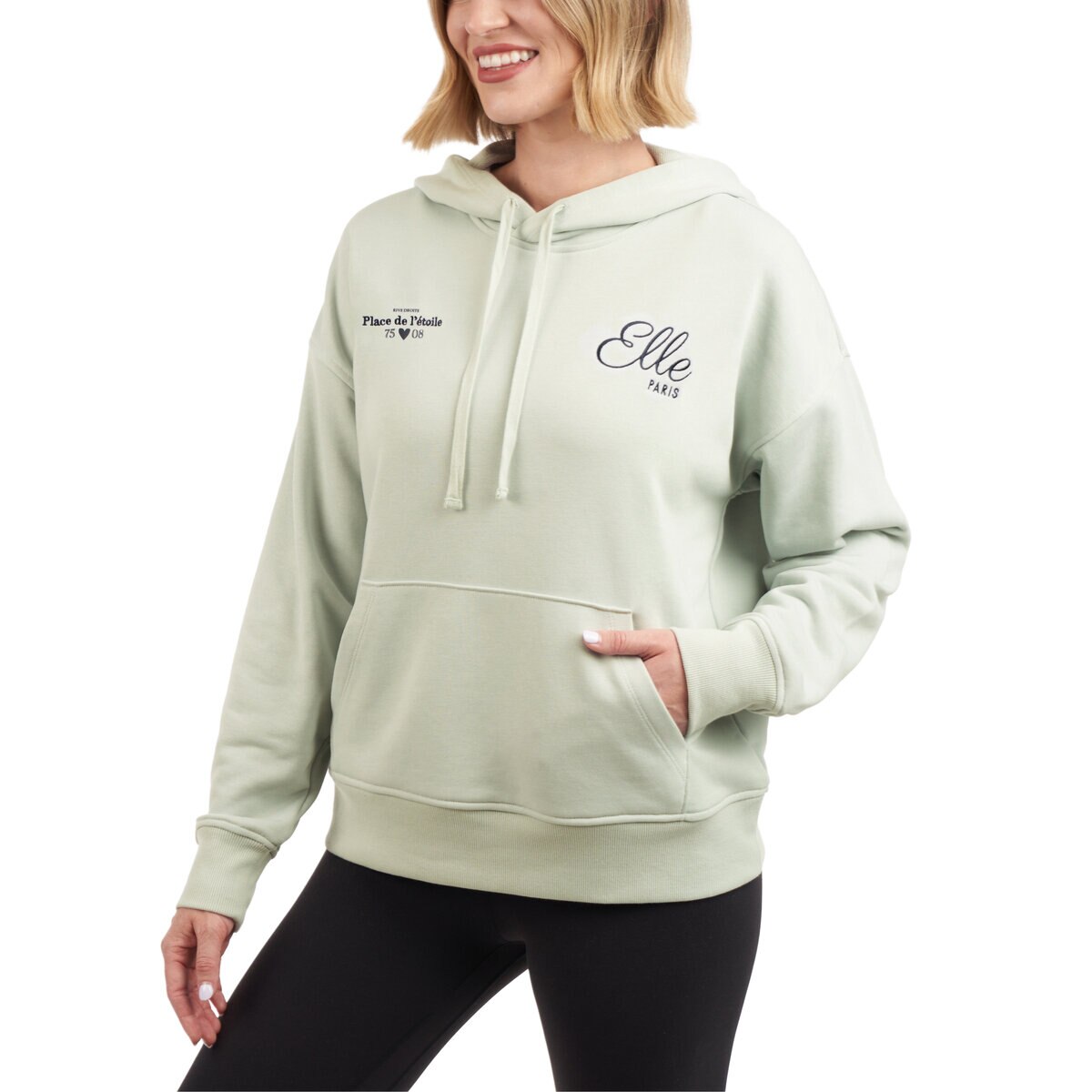 エル レディース ロゴ パーカー ライトブルーグレー L