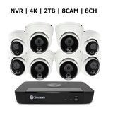 Swann（スワン）8CH 4K NVRシステム 2TB 4K 顔認識 ドームカメラ 8台セット
