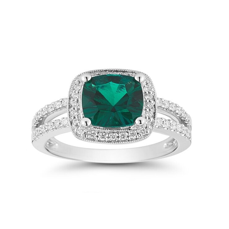 18K ホワイトゴールド エメラルド & ダイヤモンド リング 18K ホワイトゴールド エメラルド & ダイヤモンド リング