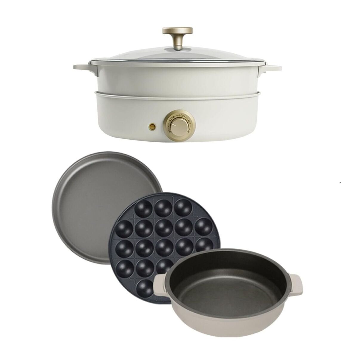 SOLEMOOD クッキングポット 付属プレート 3種 G301 クリームホワイト