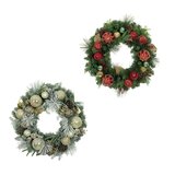 クリスマスデコレーションリース 赤＆シルバー 直径61cm