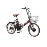 ペルテック 20インチ 折り畳み電動アシスト自転車　TDN-206L ワインレッド　8Ahバッテリー