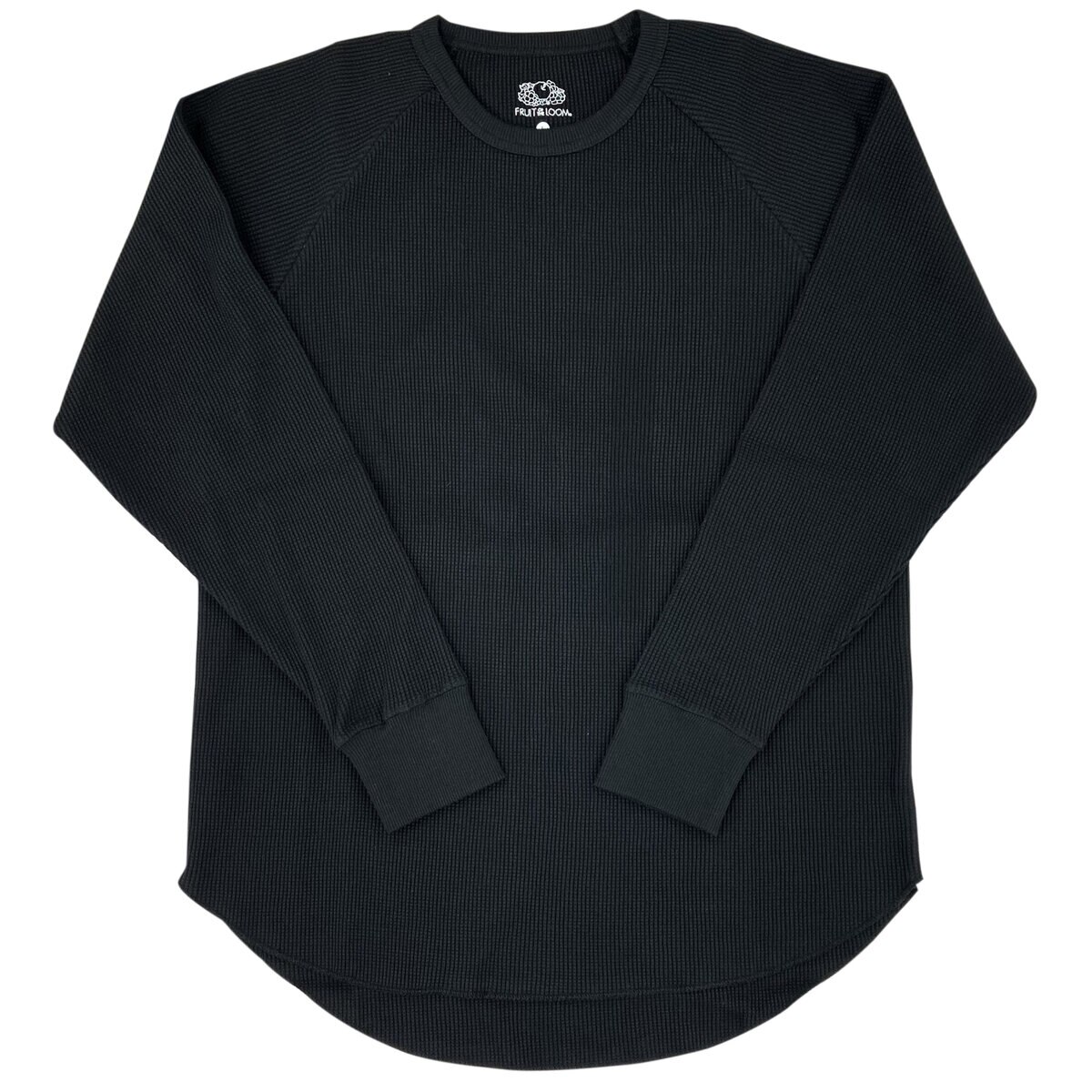 フルーツ オブ ザ ルーム レディース ワッフル 長袖 Tシャツ ブラック L