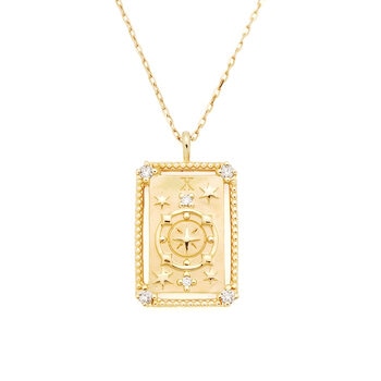 18K イエローゴールドタロットペンダント 「運命の輪」