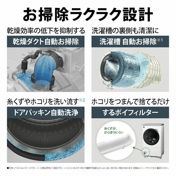 シャープ ドラム式洗濯乾燥機 洗濯 12kg 乾燥 6kg ES-12P1 WL 左開き シャープ ドラム式洗濯乾燥機 洗濯 12kg 乾燥 6kg ES-12P1 WL 左開き