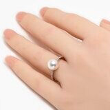 あこやパール 18K ホワイトゴールド パール 8.5mm & ダイヤモンド 0.20カラット リング
