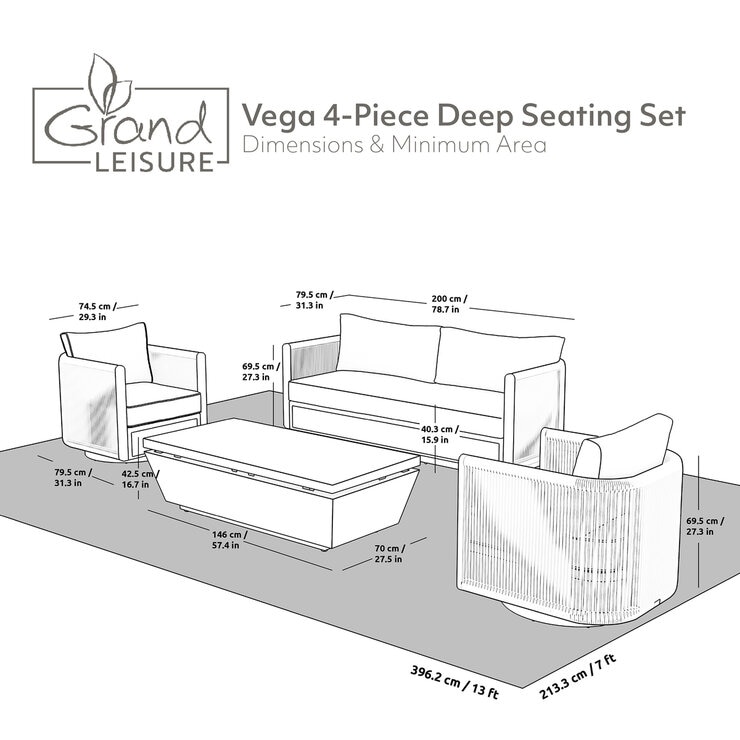 Grand Leisure Vega 4pc Deep Seating Set Grand Leisure Vega 4pc Deep Seating Set