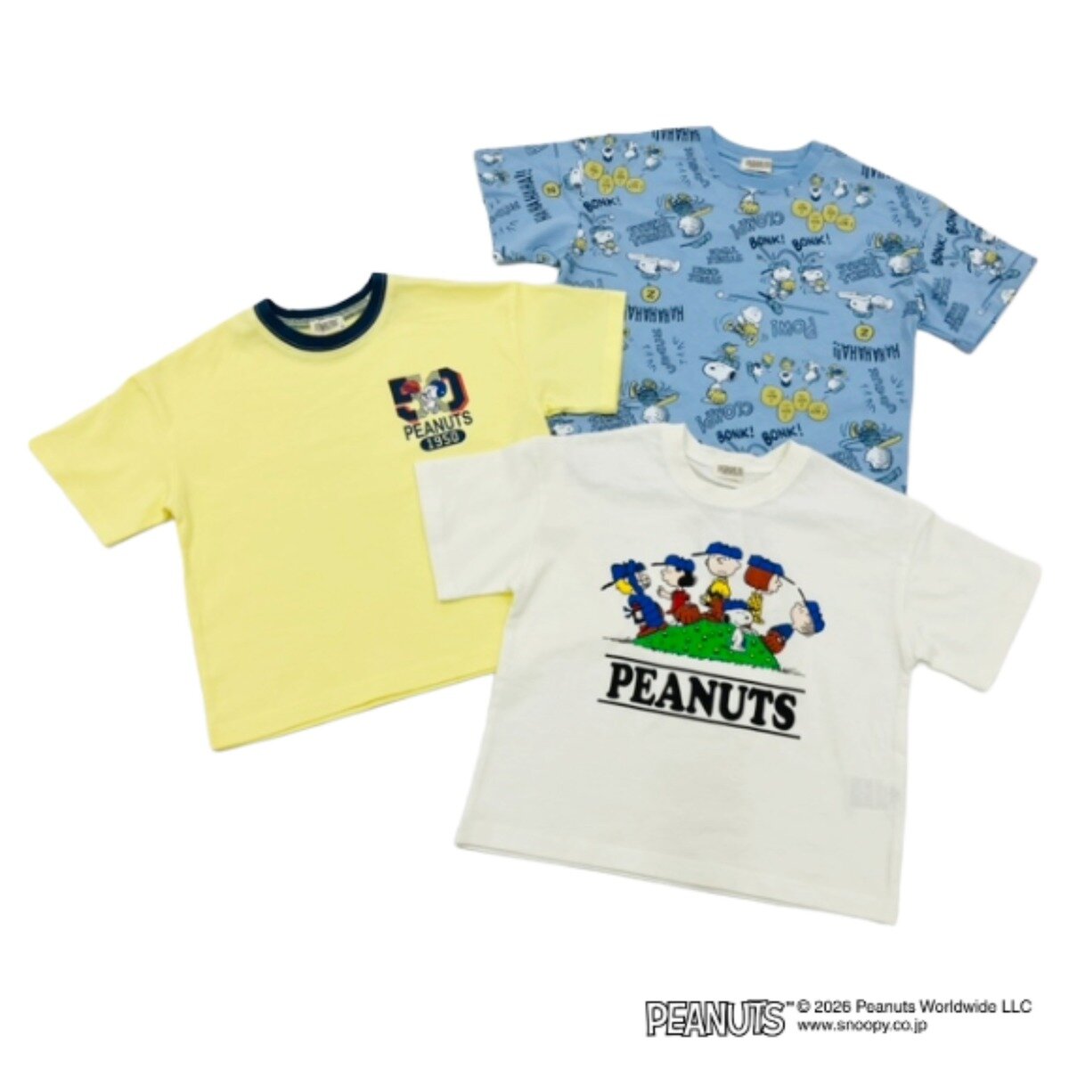 スヌーピー (ピーナッツ) キッズ 半袖 Tシャツ 3枚組