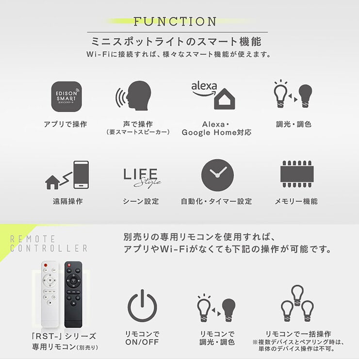 Edison Smart（エジソンスマート）ミニスポットライト ビーム角調節