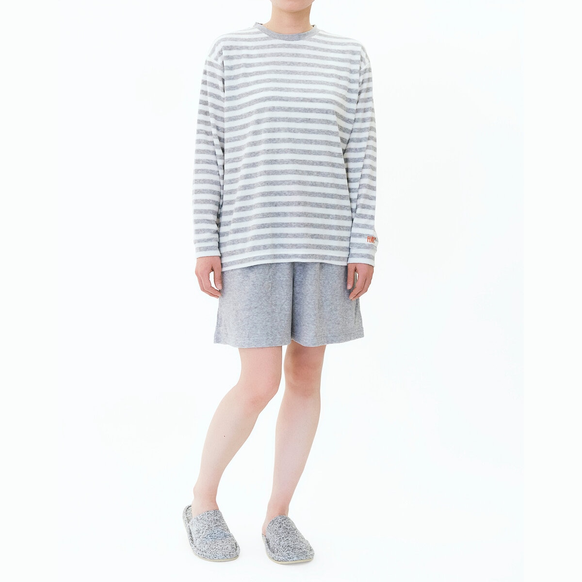 ヘインズ ウィメンズ ラウンジウェアセット グレー/ホワイト M