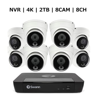 Swann（スワン）8CH 4K NVRシステム 2TB 4K 顔認識 ドームカメラ 8台セット