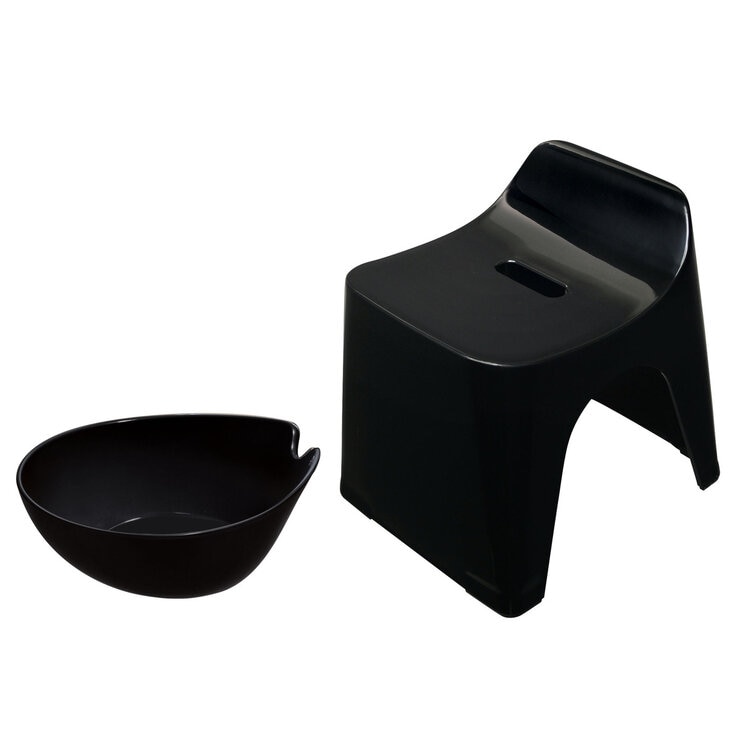 ヒューバス バススツール 高さ25cm & ウォッシュボウル セット ブラック
