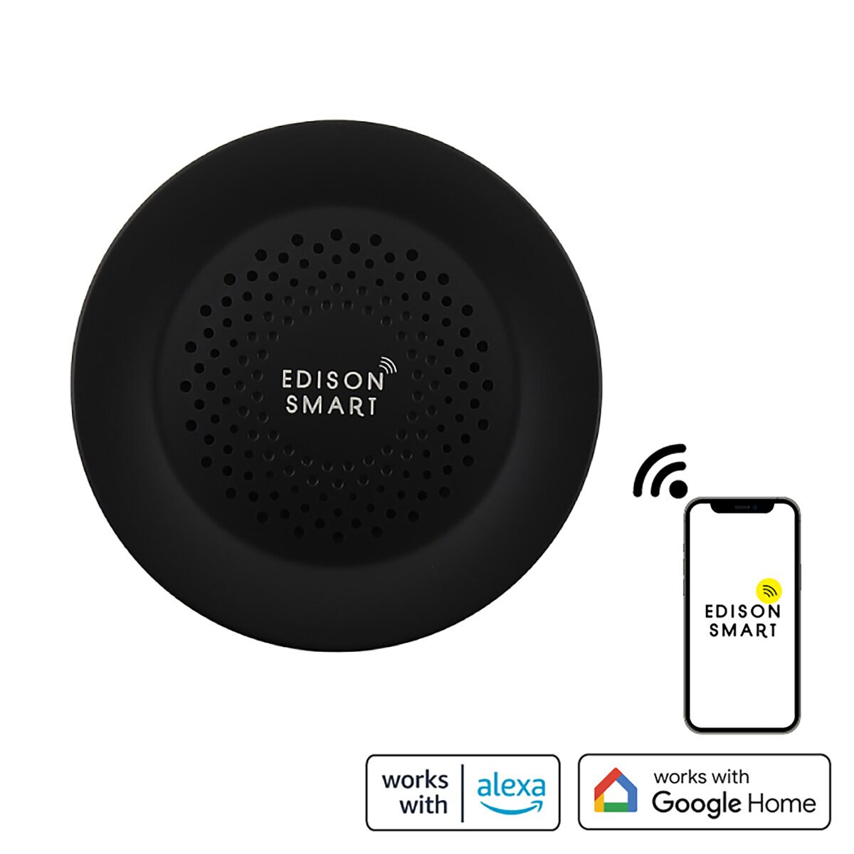 Edison Smart（エジソンスマート）温度湿度センサー付き サイレンアラーム ブラックDSA-A03THBK