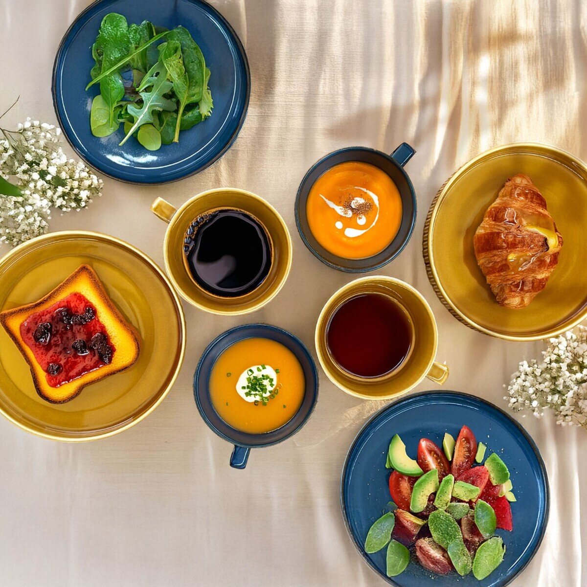 スープマグ & プレート 8個 ブルー/ブラウン | Costco Japan