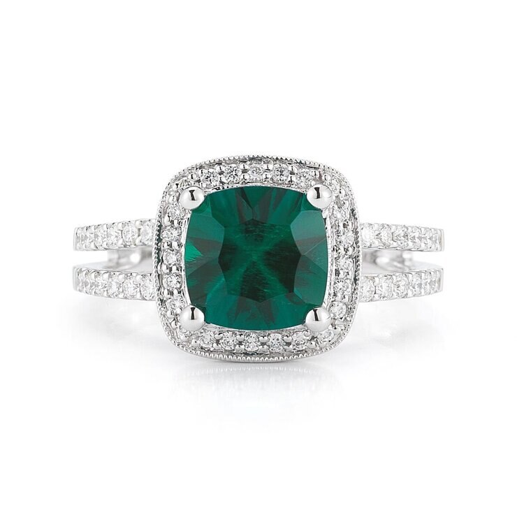 18K ホワイトゴールド エメラルド & ダイヤモンド リング 18K ホワイトゴールド エメラルド & ダイヤモンド リング
