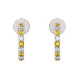 14K ホワイトゴールド 0.29カラット ダイヤモンド / シトリン Jフープピアス