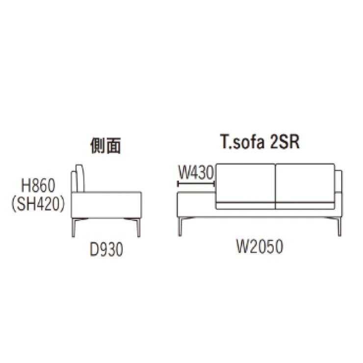 Enzo Dambrosio 総本革張りレザーソファーワイドアーム 2人掛 コニャック色