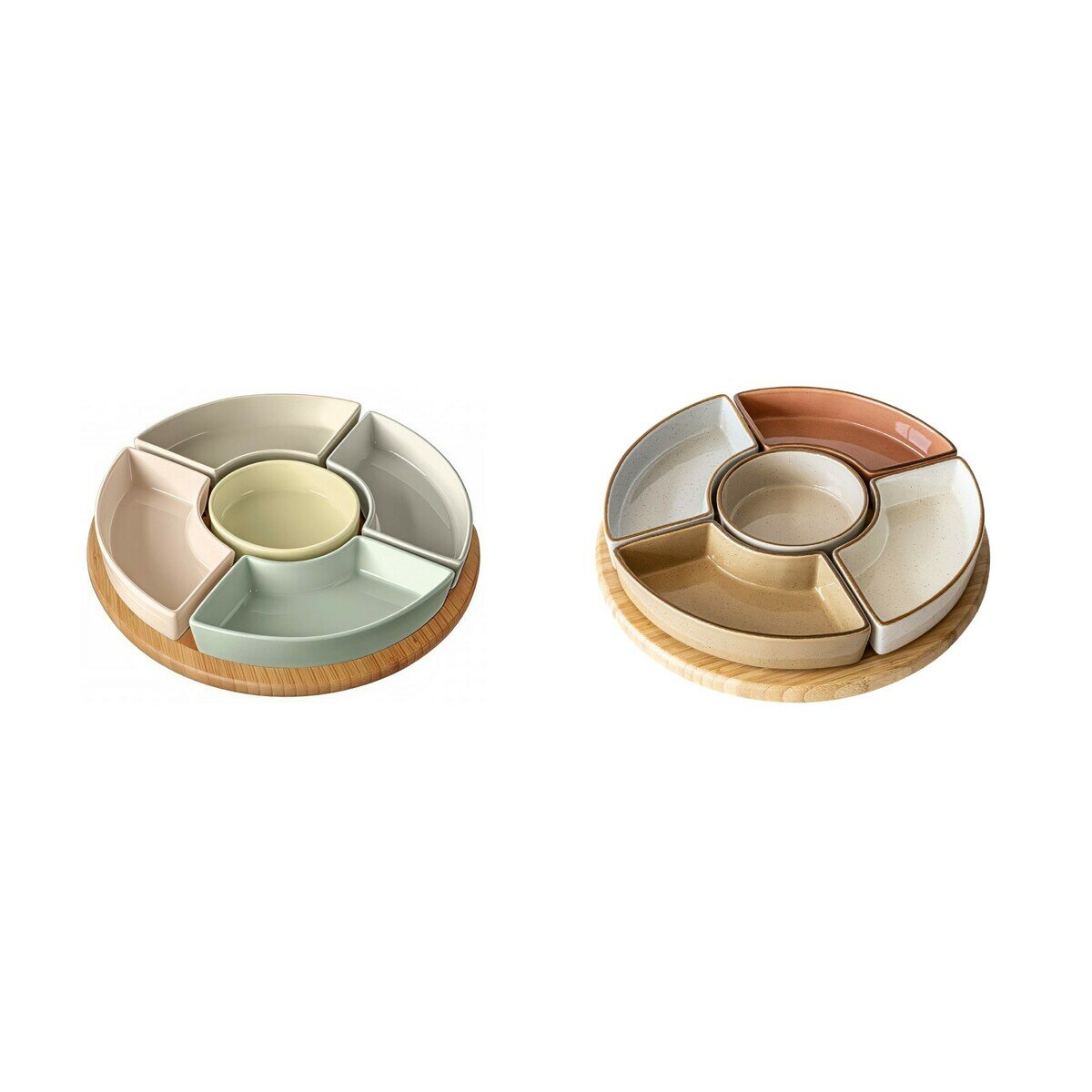 オーバーアンドバック オードブルプレート ５皿 竹製回転台付