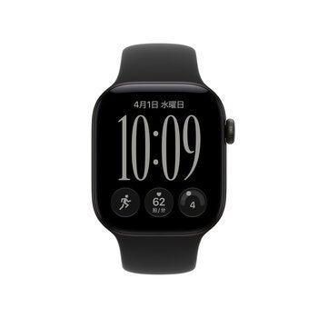 Apple Watch S12 GPS 46mm ブラックアルミニウムケースとブラックスポーツバンド - M/L