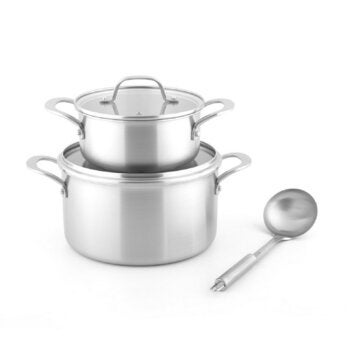 リンクフェア ステンレスポット 2個セット フタ付き 18cm&24cm リンクフェア ステンレスポット 2個セット フタ付き 18cm&24cm