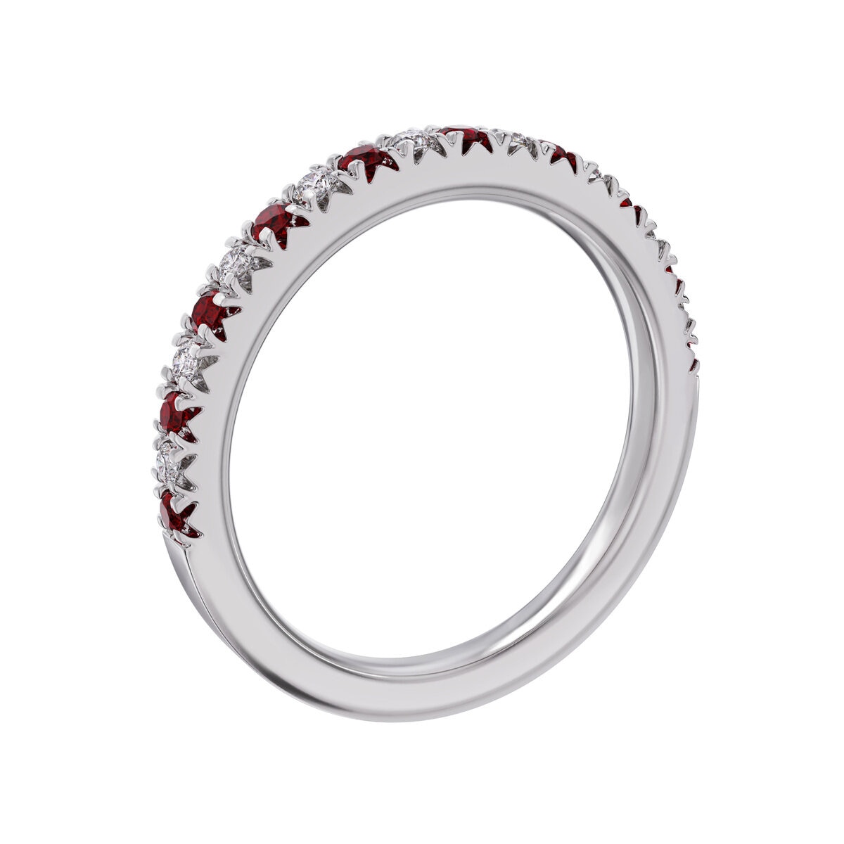 18K ホワイトゴールド 0.15カラット ダイヤモンド & ルビー リング