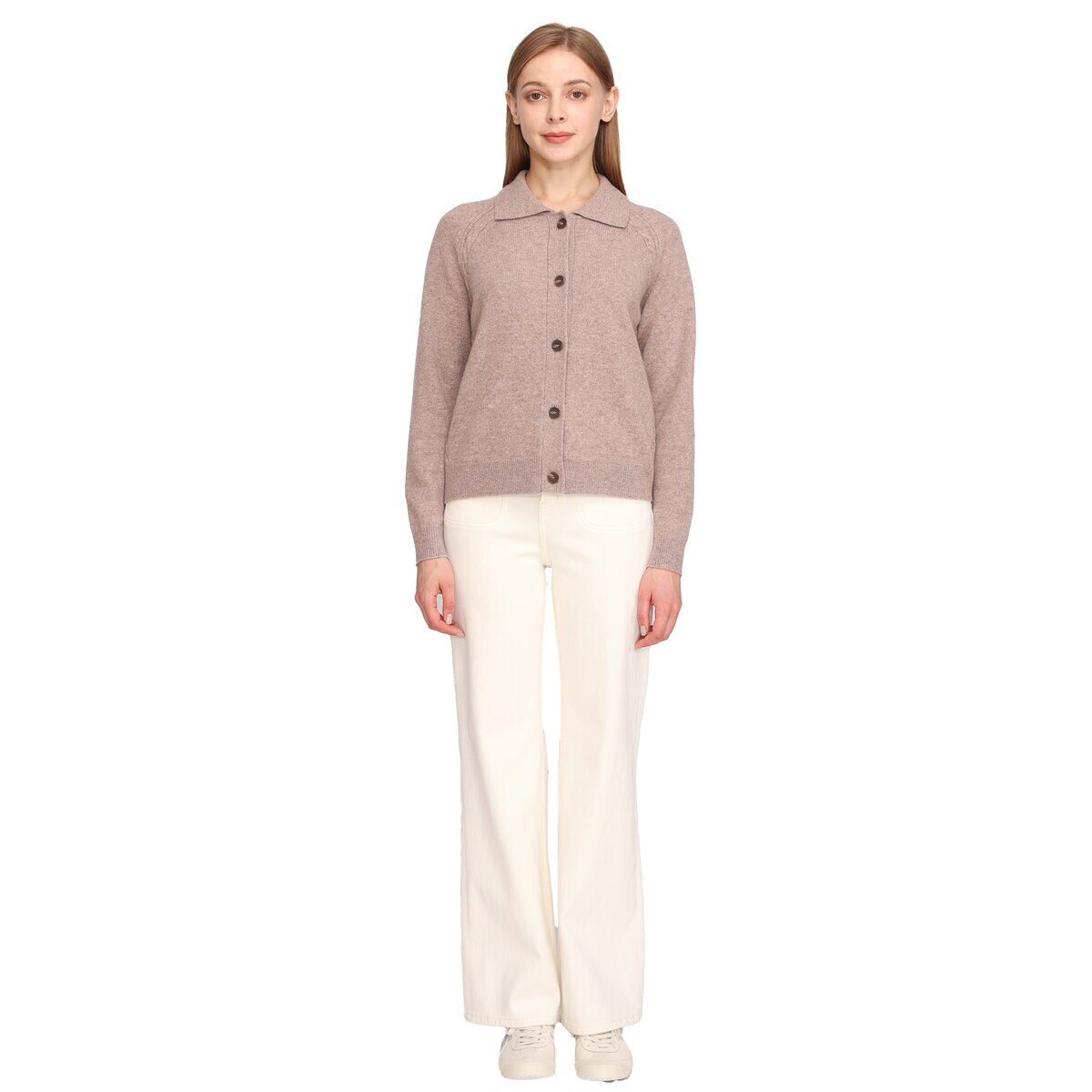 ソレツィア レディース ウール カーディガン ライトブラウン XL