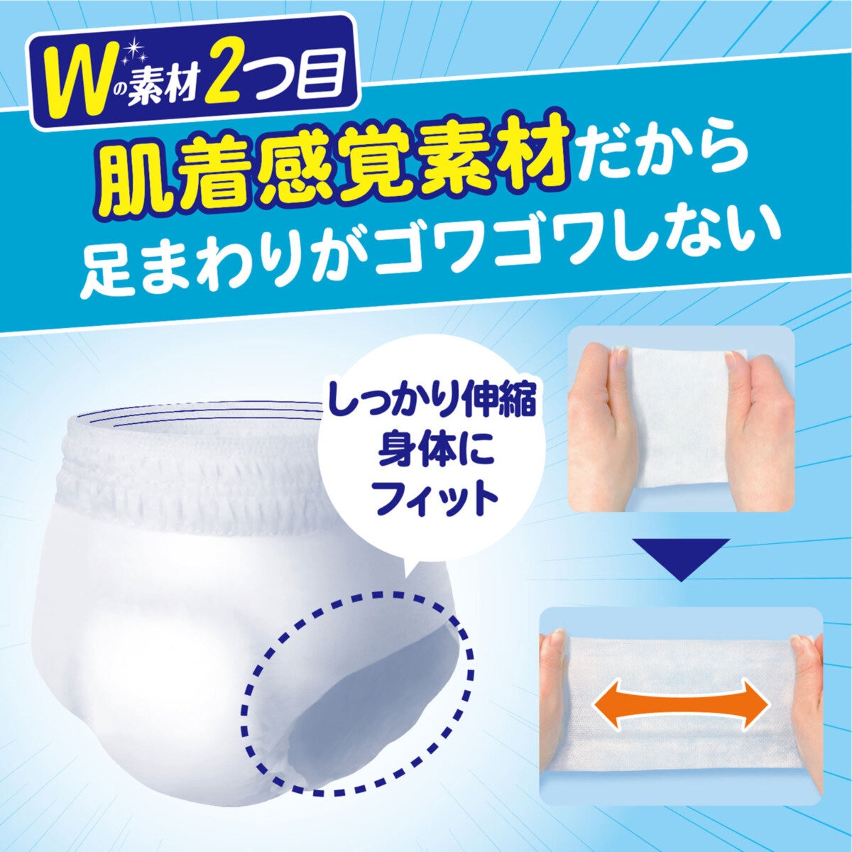 アクティ Ｗの素材で快適パンツ長時間 L/LL 64枚（16枚ｘ4）