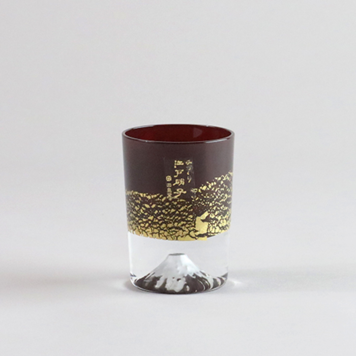 金箔入り富士山グラス　冷酒杯　銅赤