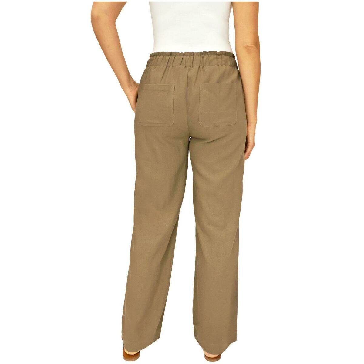 ブリッジ レディース リネン パンツ タイガーズ アイ L