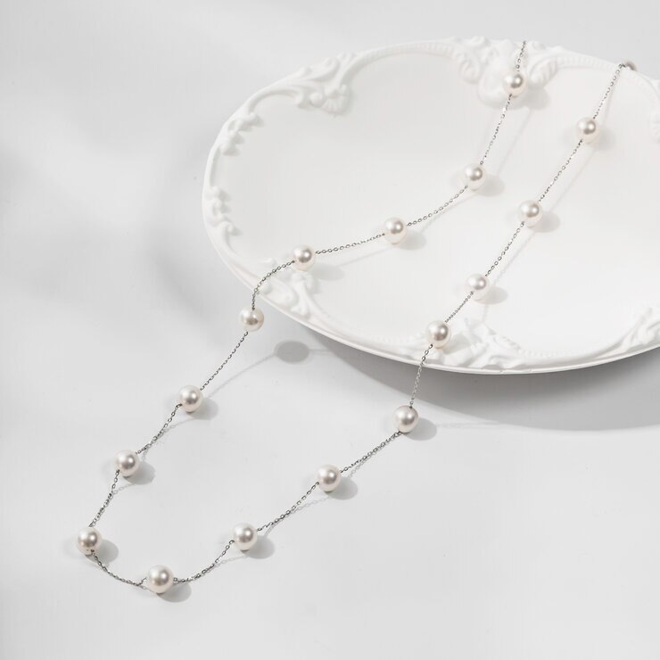 プラチナ あこやパール6.5mmステーションネックレス 55cm