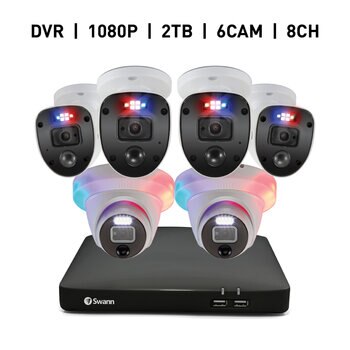 SWANN 8CH 1080 DVRシステム 2TB Enforcer バレット型 カメラ4個&ドーム型 カメラ2個 計6個セット