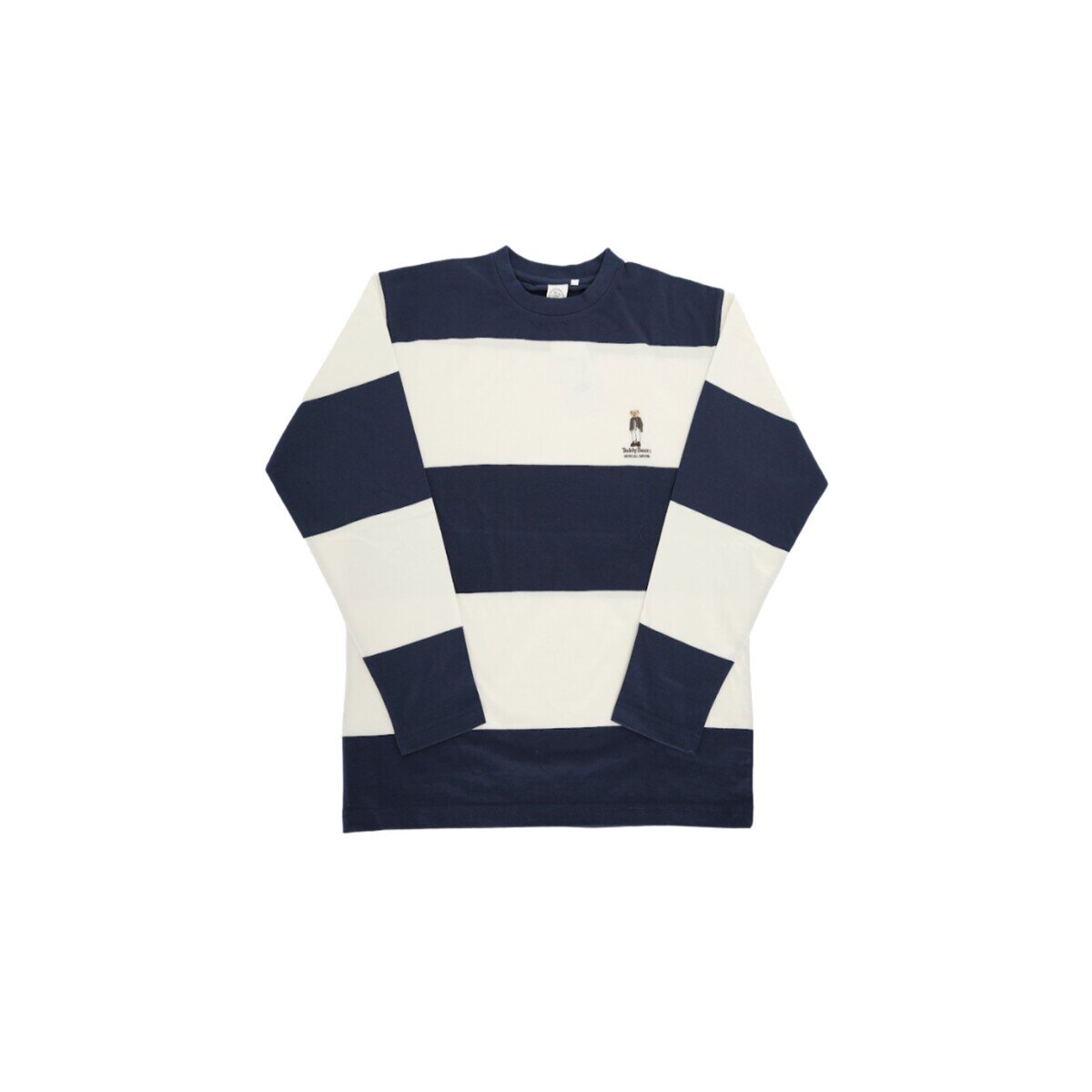 テディーベア メンズ 長袖 Tシャツ / ネイビー＋ホワイト / M