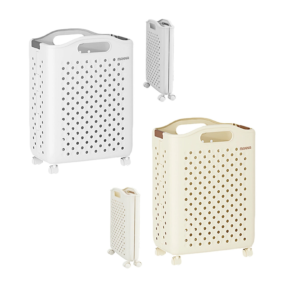 7Life ランドリーバスケット 折り畳み キャスター付き -S