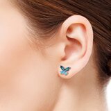 14K ホワイトゴールド バタフライ / ブルートパーズ ピアス