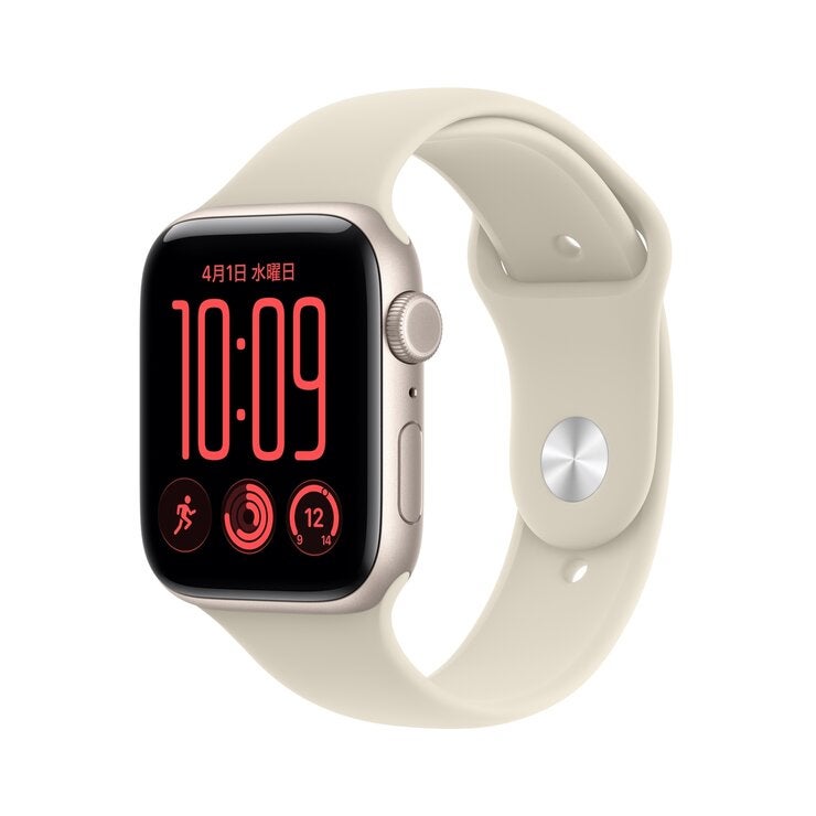 Apple Watch SE 3 GPS+Cellular 44mmスターライトアルミニウムケースとサンドスポーツバンド - M/L Apple Watch SE 3 GPS+Cellular 44mmスターライトアルミニウムケースとサンドスポーツバンド - M/L