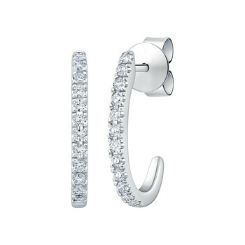 18K ホワイトゴールド 0.25カラット ダイヤモンド Jフープ ピアス