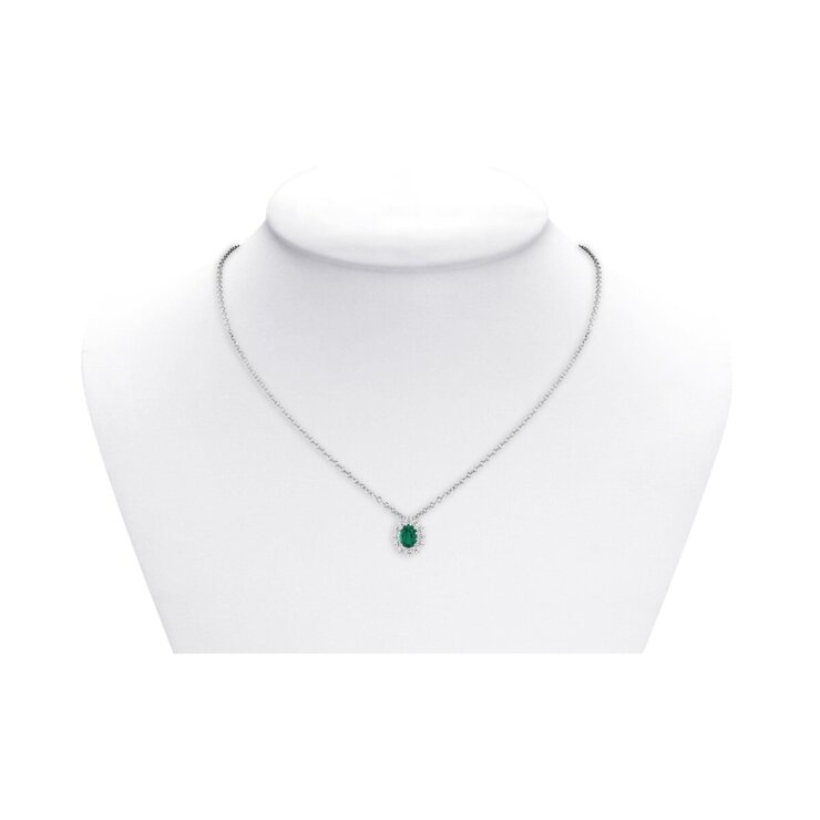 18K ホワイトゴールド 0.38CT ダイヤモンド/合成エメラルド ペンダント 18K ホワイトゴールド 0.38CT ダイヤモンド/合成エメラルド ペンダント