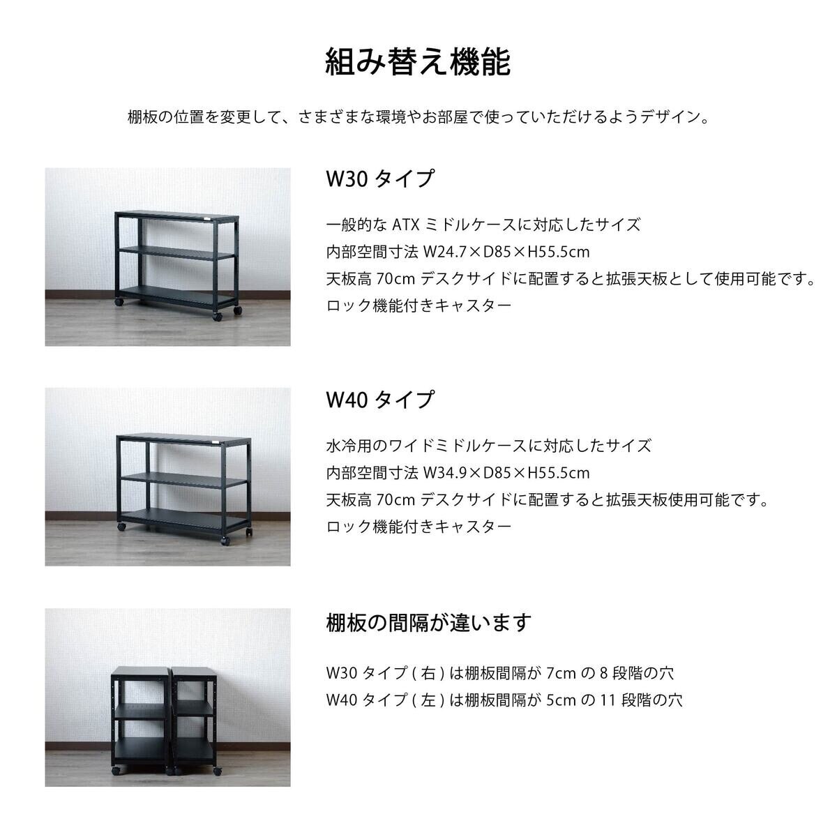 コンティークス セクターワゴン W40　幅40cm x 奥行90cm x 高さ70cm