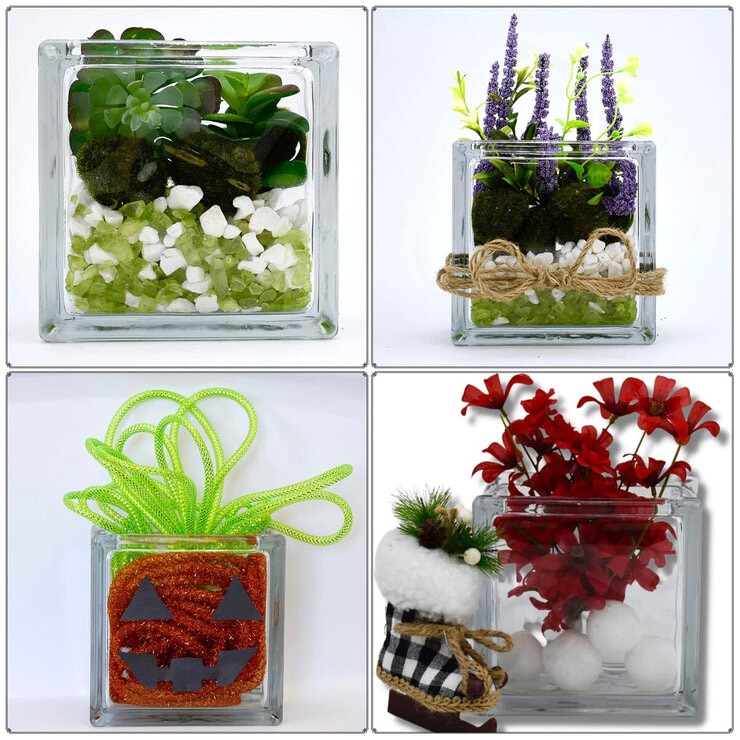 ONYX JAPAN ガラスブロック 4個セット 透明 中が見える クラフト 貯金箱 ディスプレイ インテリア ギフト