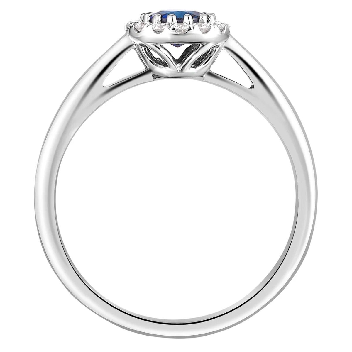 14K ホワイトゴールド 0.12カラット ダイヤモンド & サファイヤ リング