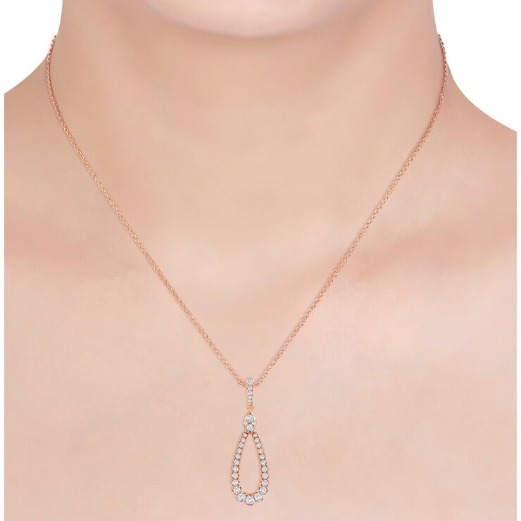 18K ローズゴールド 0.4カラット ダイヤモンド フープ ペンダント