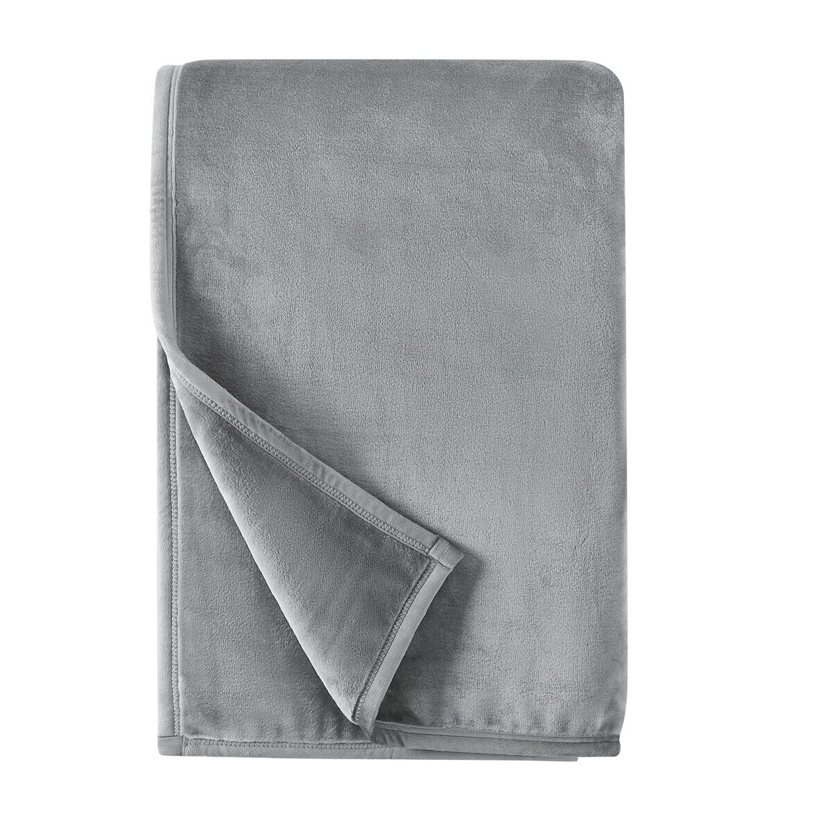 フランネル 大判ひざ掛け 152cm x 177cm ライトグレー