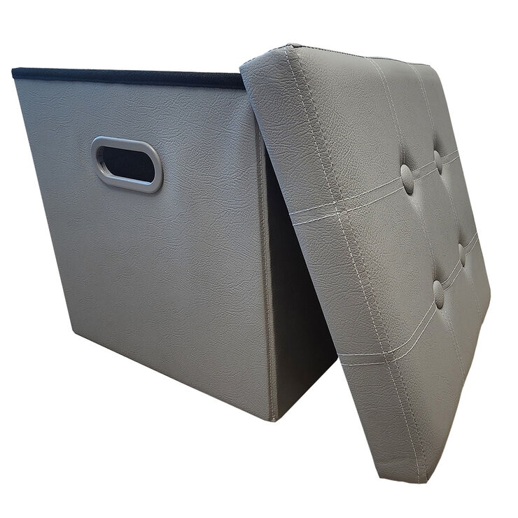 スペースメイド フェイクレザーストレージボックス 2個セット クールグレー