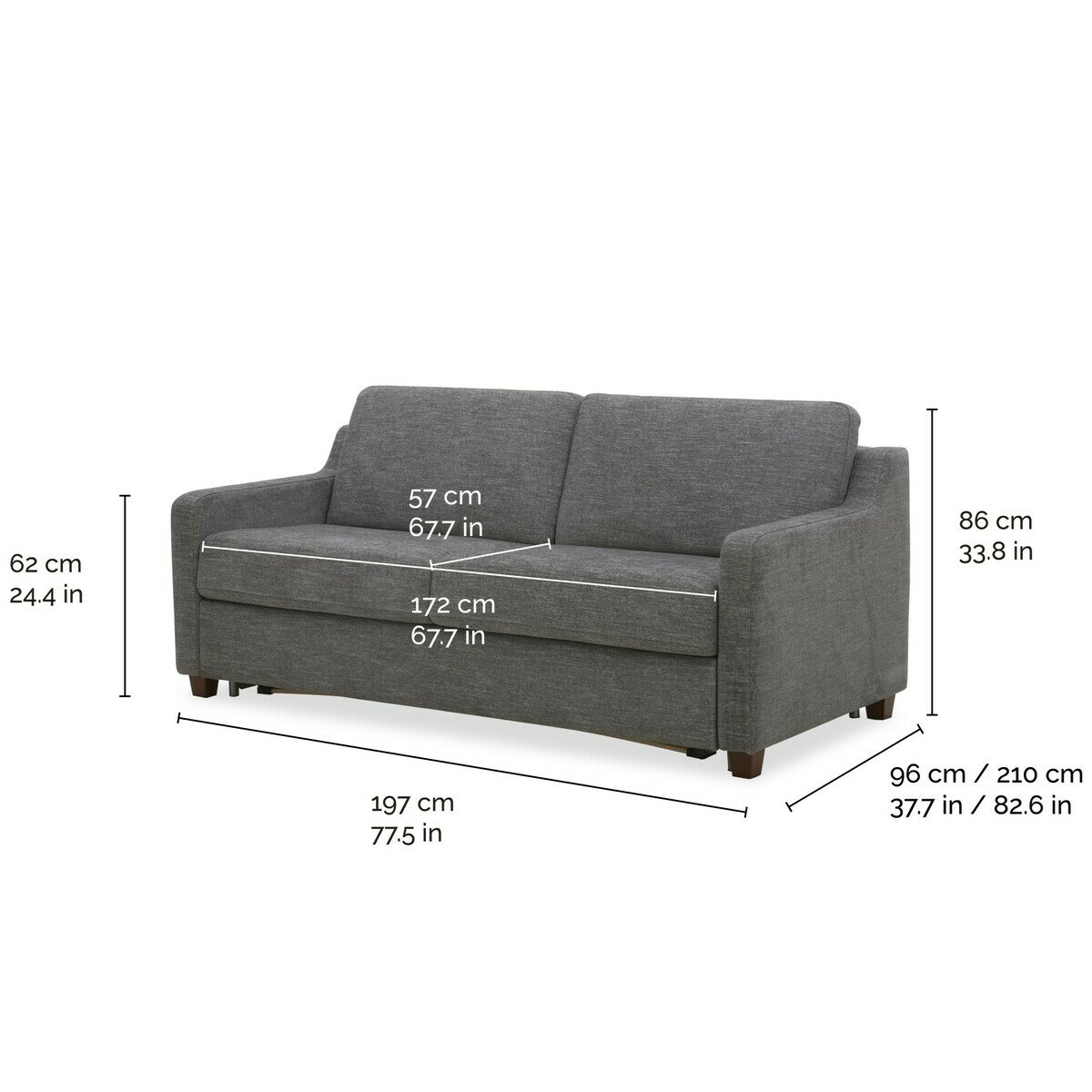 AIDEN & IVY ファブリックスリーパーソファ