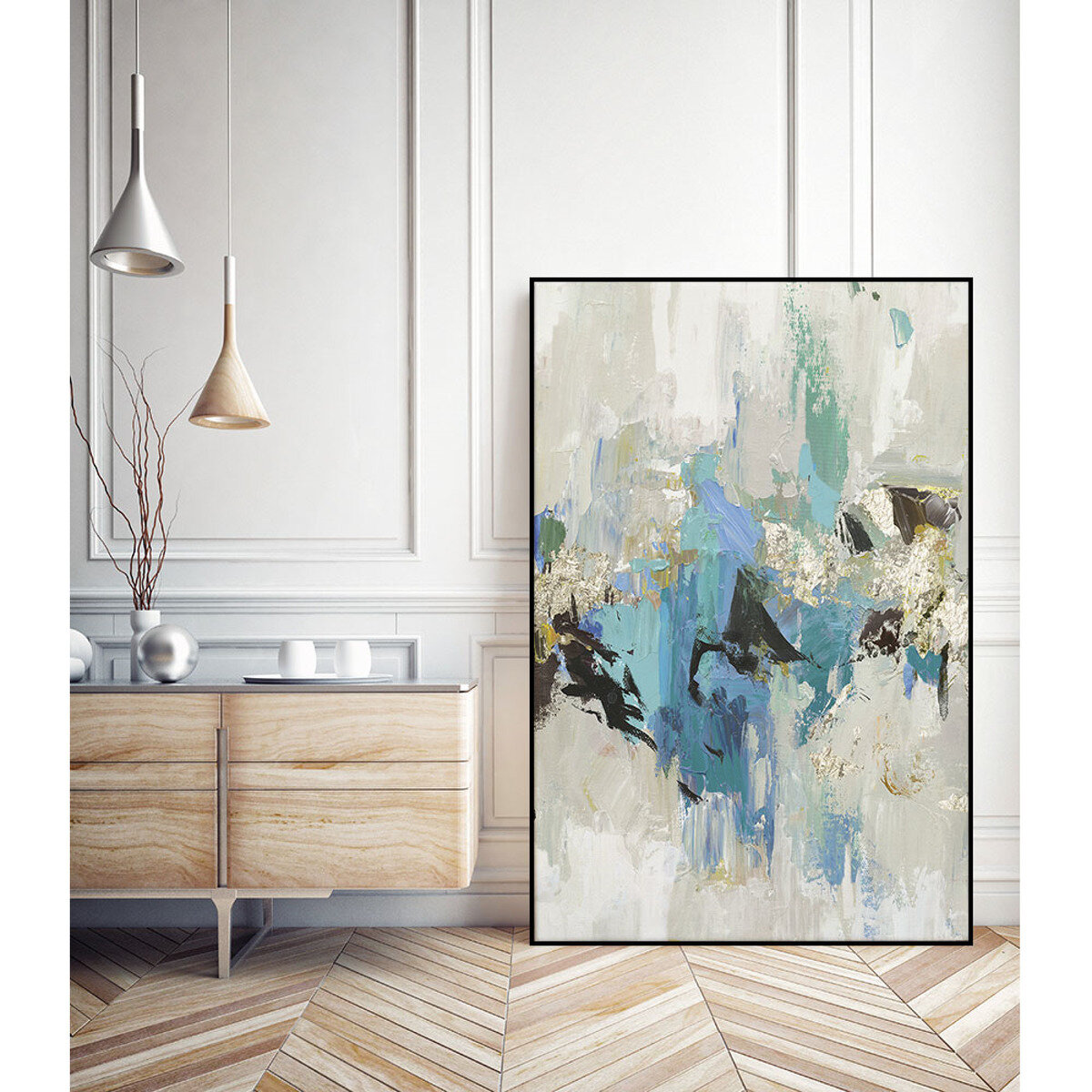 キャンバスアート アクリル画 【銀嶺】 春爛漫03」アクリル画 額縁付 原画 キャンバス F4サイズ 絵画