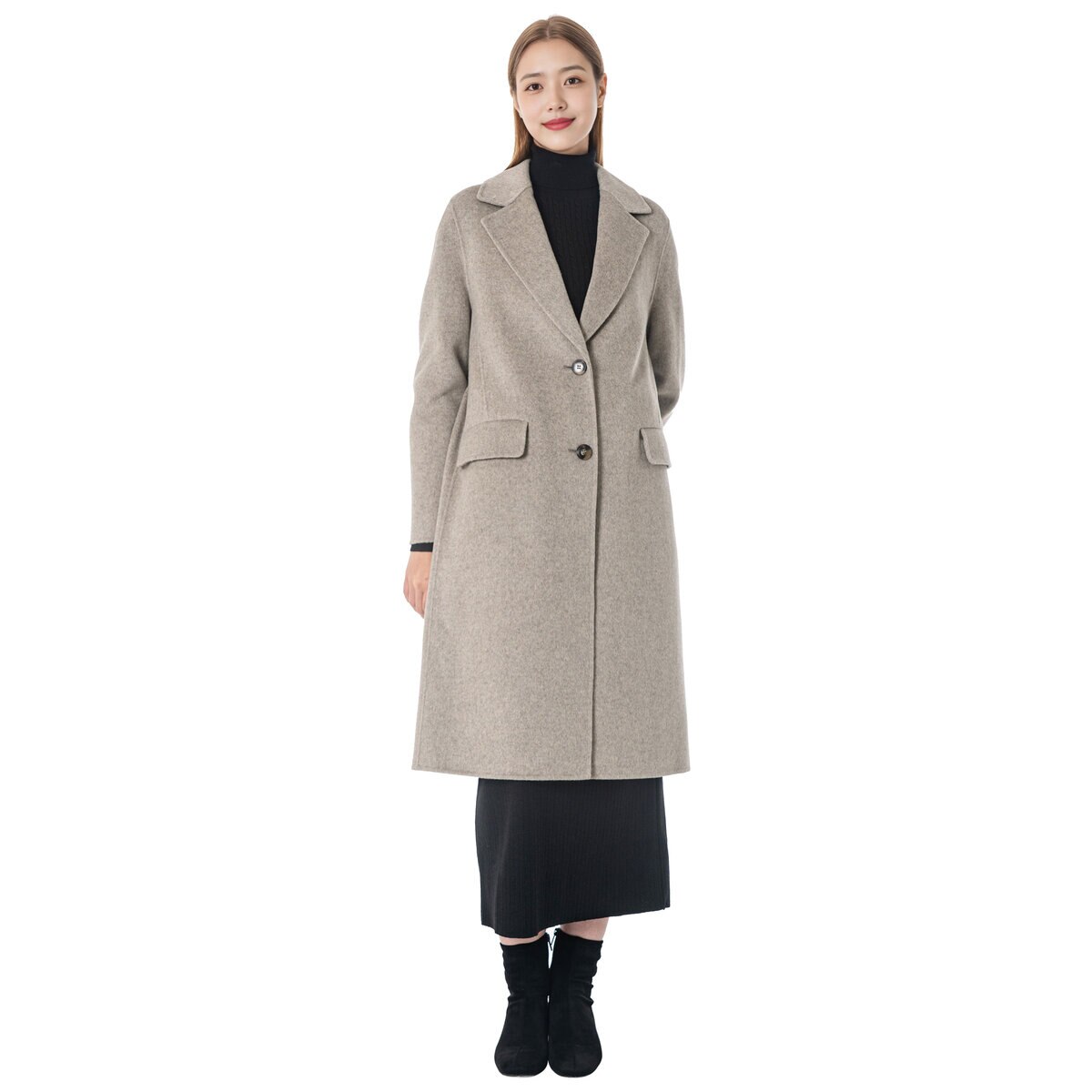 ヴィジットインニューヨーク レディース グースライニングロングコート オートミール S