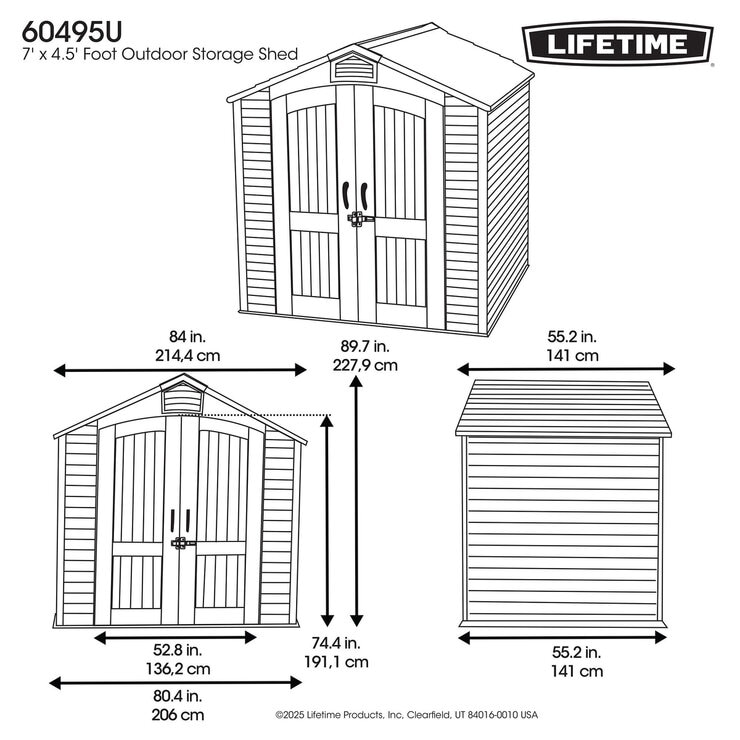 オシャレ！LIFETIME 7 X 12 フィート 屋外物置 LIFETIME 7 x 4.5 フィート (2.1 x 1.4 m) 屋外用物置 | Costco Japan