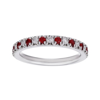 18K ホワイトゴールド 0.15カラット ダイヤモンド & ルビー リング