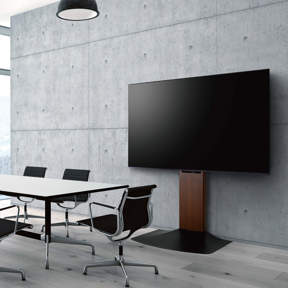 朝日木材加工 壁寄せテレビスタンド WS-F820-DB ダークブラウン木目&ブラック