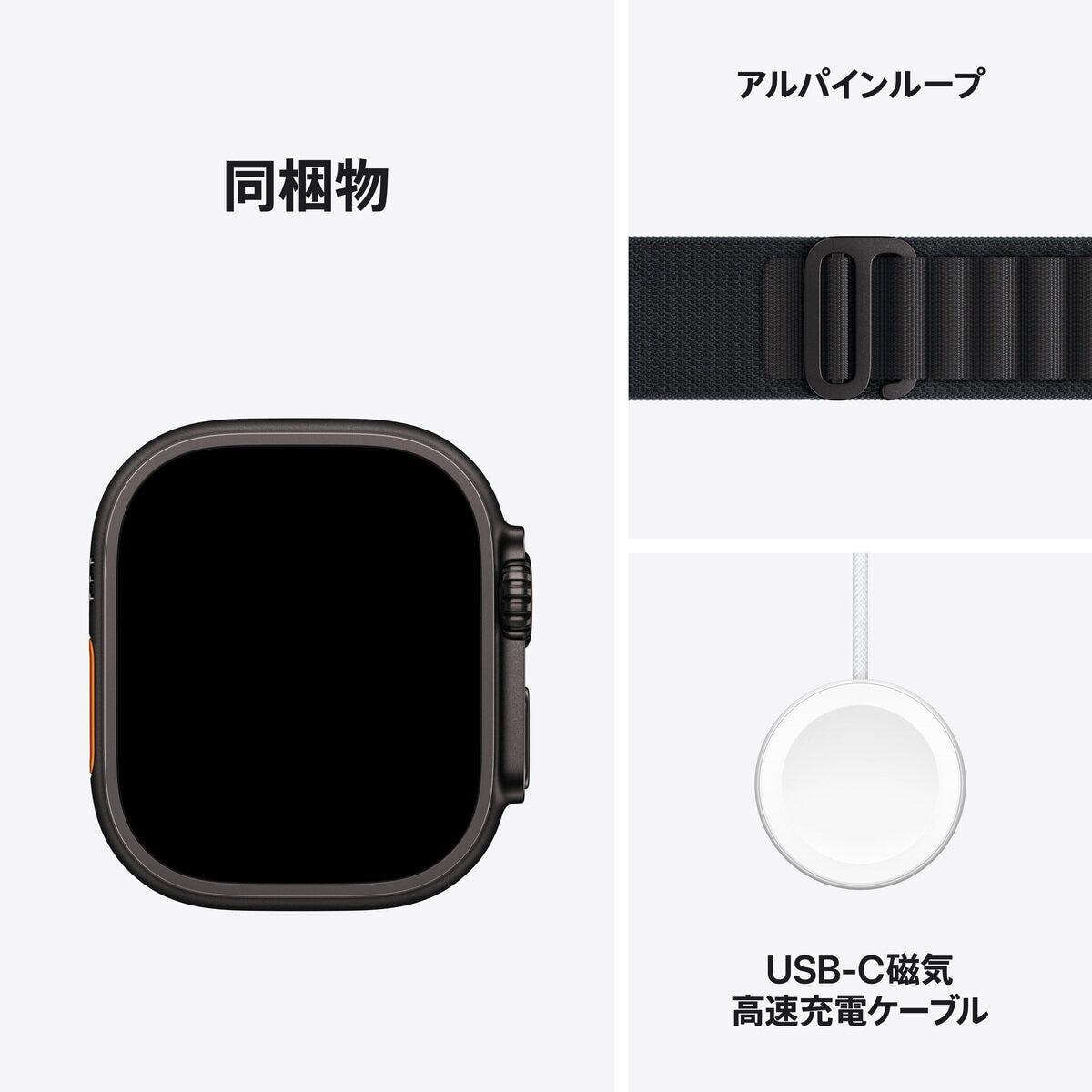 Apple Watch Ultra 3 Cellular 49mmブラックチタニウムケースとブラックアルパインループ - M